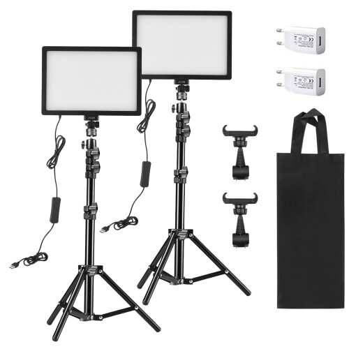 (EU) 15W LED Panel Light 1.2M Stand Phone Holder 3000K-6500K Dimmable 1