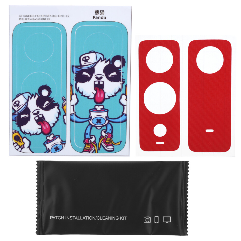 (Panda + Carbon Pattern ) Sunnylife Action Camera Sticker For Insta360 One X2 Panda Carbon Red 643505019766