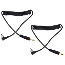 2pcs 3.5mm to Male Flash PC Sync Cable Coiled Screw Lock
