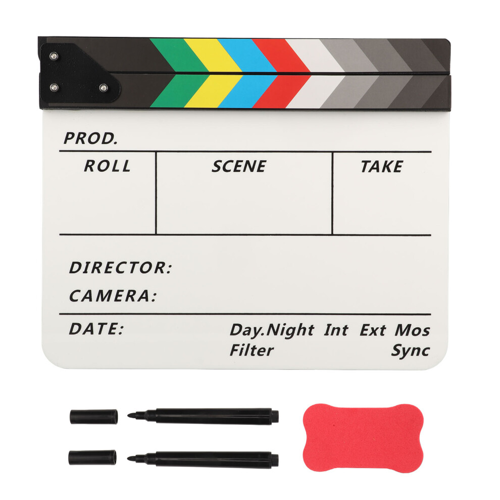 Portable Acrylic Clapper Board Colorful With Pen Eraser For Shooting 643505118438
