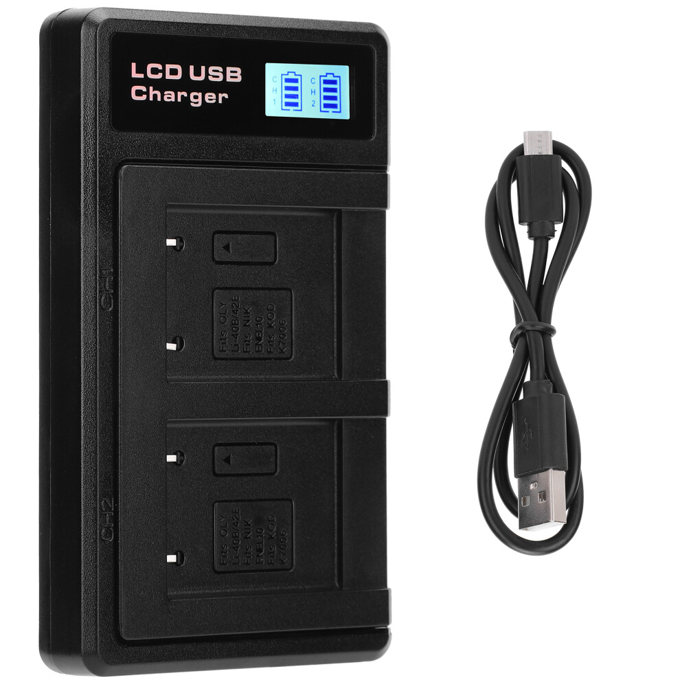 Portable Charger For Li-40B Usb Camera Dual With Lcd Display 643505027532