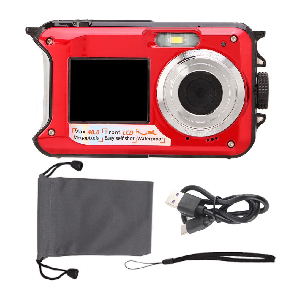 (Rouge) Full Hd 2.7K 48Mp 10Ft Water Resistant Underwater Camera 16X Zoom 643505005554