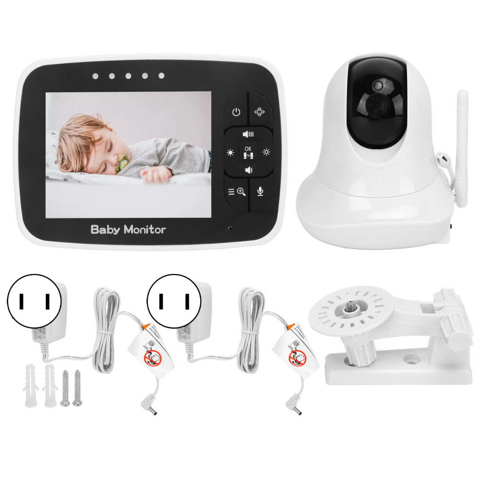 (US Plug) 3.5in Baby Monitor Night Vision 2-Way Talk Lullaby with Temperature