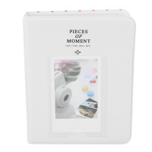(White) 3in PU Leather Photo Album 64 Pockets Portable Card Binder