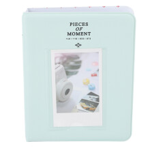 (Green) 3in PU Leather Photo Album 64 Pockets Portable Card Binder
