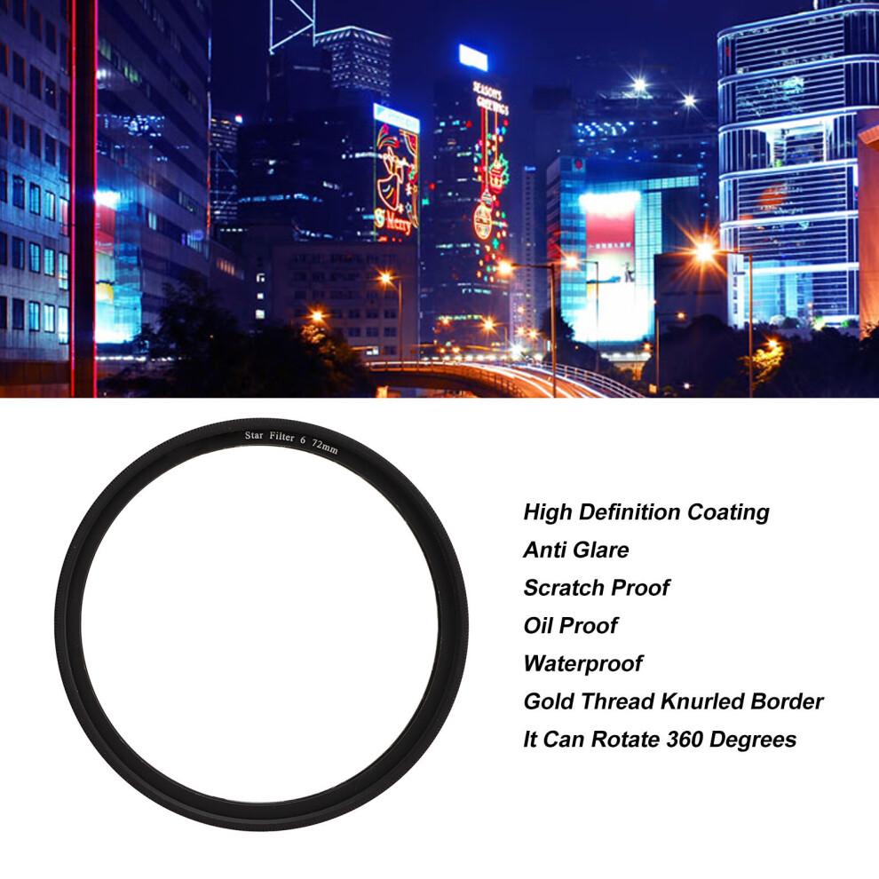 (72Mm) 6 Line Star Filter 72Mm Hd Coating Adjustable Starburst Effect 643505112634