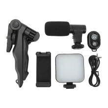 LED Video Light Kit: Fill Light, Phone Clip, Tripod, Mic 6500K