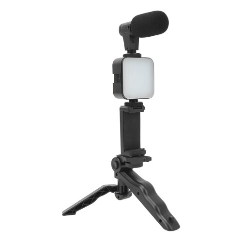 LED Video Light Kit: Fill Light, Phone Clip, Tripod, Mic 6500K 2