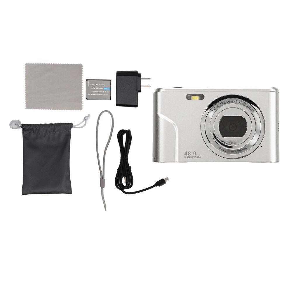 (Space ) Digital Camera 48Mp 16X Zoom 1080P Hd 2.4 Inch Ips Display Silver 643505117189