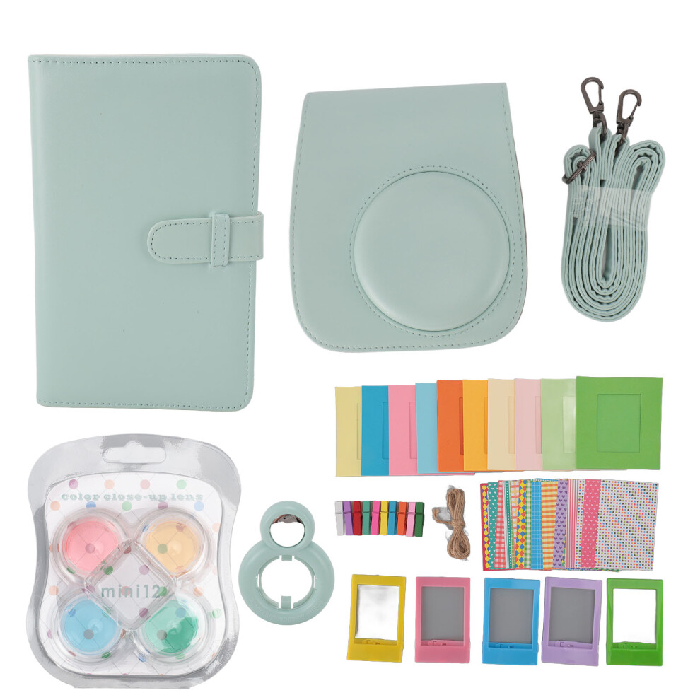 (Mint Green) PU Leather Case Photo Frames Album Strap Mirror for Instax Mini12 Mint-image-OPC-PMK2ZWF-NEW