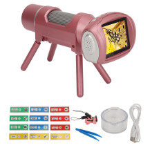 (Pink) 2 In Screen Kids Digital Microscope 50X-300X 40MP 900mAh Pink