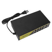 (US Plug) AI POE Switch 8 Ports 2 Uplink 120W Metal 100Mbps EU Plug AC110-240V
