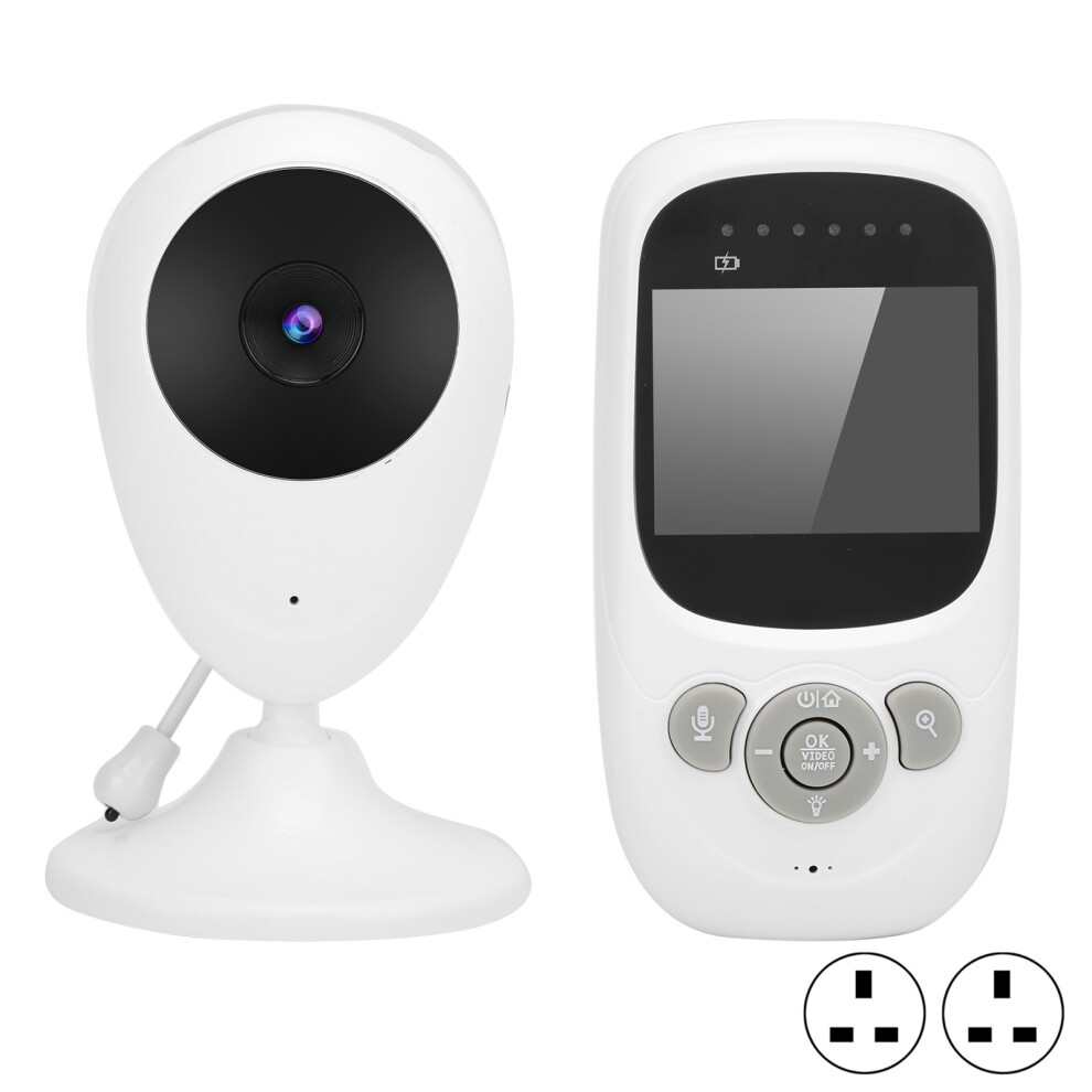 (UK Plug) Baby Monitor 2.4in LCD Video Audio Temp 8 Lullabies UK Plug