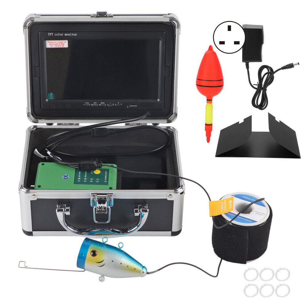 (Prise Britannique) 7In 1000Tvl Underwater Fishing Camera Ip68 12 Led 50M Cable Light/White 604725154101