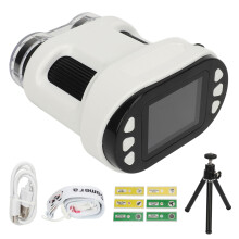 (White) Handheld Mini Microscope 2 Inch Screen 1080P 1000X Rechargeable