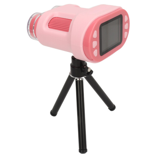 (Pink) Handheld Mini Microscope 2 Inch Screen 1080P 1000X Rechargeable 2
