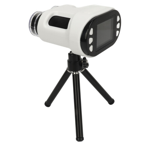 (White) Handheld Mini Microscope 2 Inch Screen 1080P 1000X Rechargeable 1