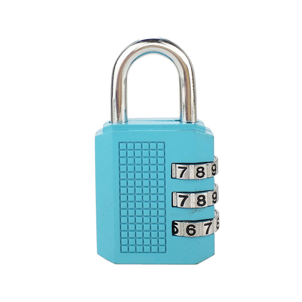 (Sky Blue) Waterproof 3-Digit Combination Lock Zinc Alloy Luggage Padlock Black-image-OPC-PMK5668-NEW