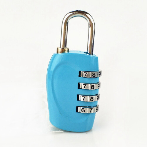 (Sky Blue) 4 Digit Combination Padlock Zinc Alloy Silver 2