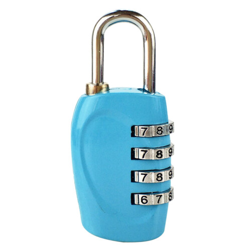 (Sky Blue) 4 Digit Combination Padlock Zinc Alloy Silver 1