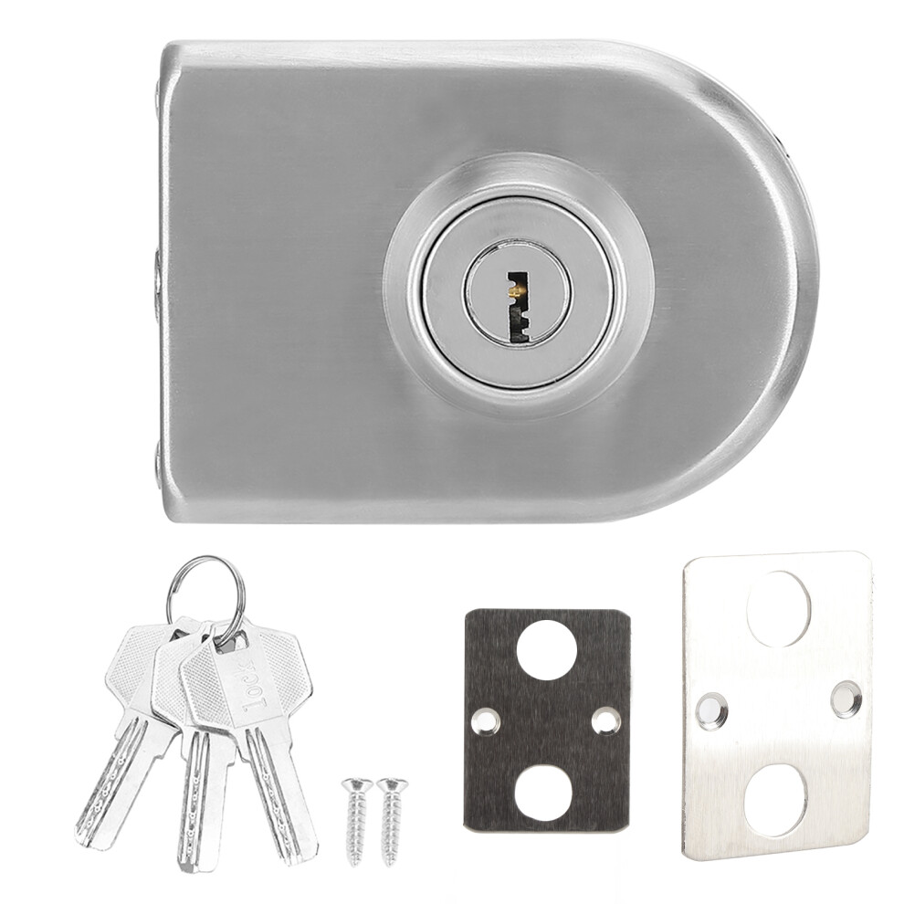 Stainless Iron Single Glass Door Lock Latch Semi-Circular Security 604725101327