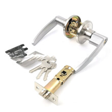 (Door Handle) Silver Brass Door Handle Stainless Steel Lever 3 Keys Left Right