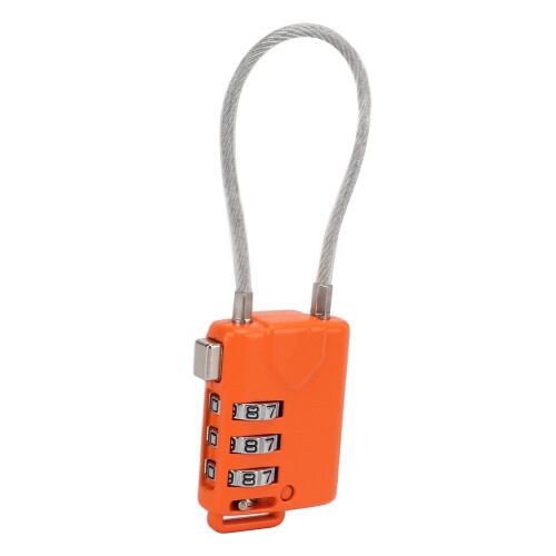 TSA Approved 3-Digit Resettable Orange Travel Padlock 1