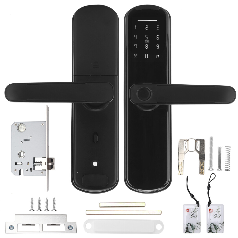 Smart Lock Tuya Fingerprint Black Mechanical Key 604725146373