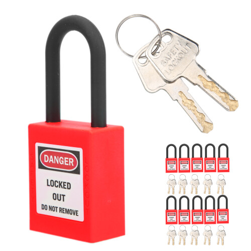 (Red) 10 Sets 38mm Dustproof Nylon Padlock Factory Yellow 1