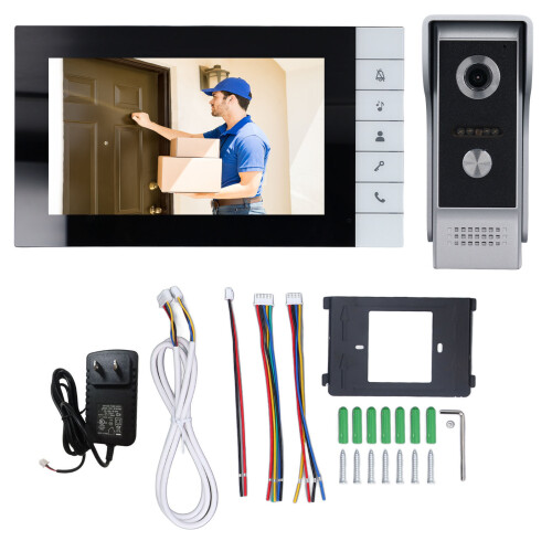 (US Plug) Video-Türklingel Intercom 7 Zoll 90 Weitwinkel Nachtsicht EU-Stecker