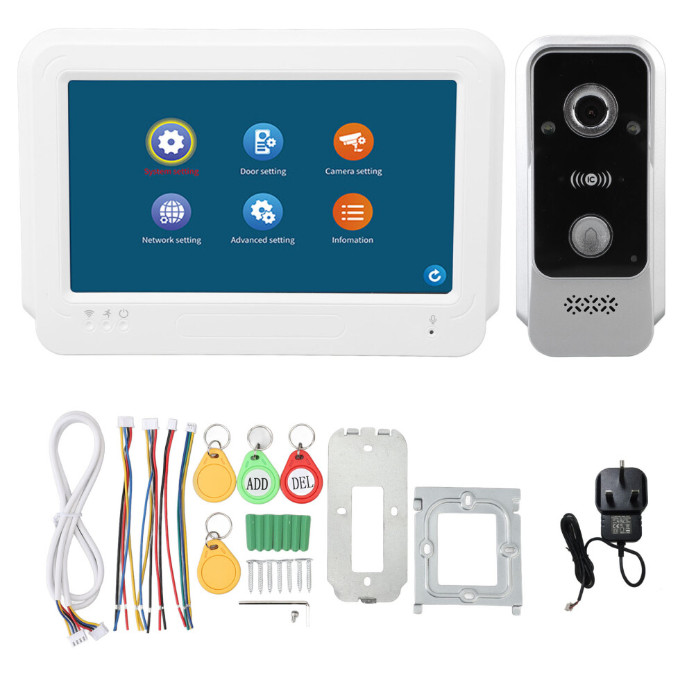 (Uk Plug) 7In Video Doorbell 1080P 2Mp Wifi Night Vision 120 For Tuya Us 604725123206