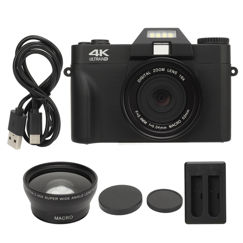 4K Digital Camera 180 Flip Screen 1500Mah Autofocus 16X Zoom 643505097467