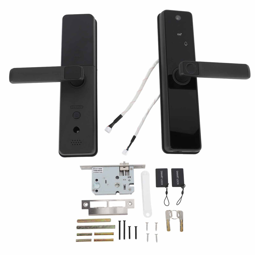 (Black) Smart Door Lock Wifi Fingerprint Password Tuya App Black 604725123855