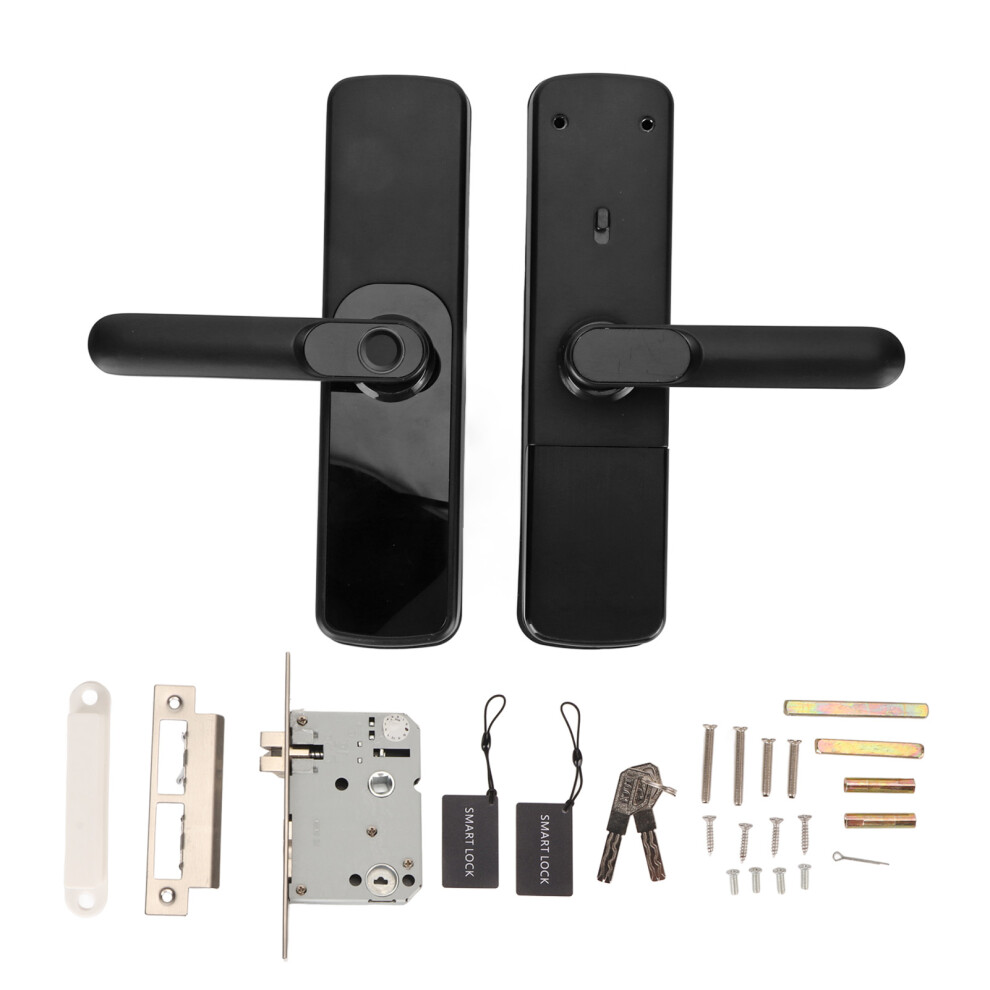 (Black) Smart Door Lock Fingerprint Keypad Tuya App Keyless Entry 35-55Mm 604725124050