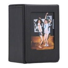 (Black) PVC Picture Holder Storage Case 50 Sheets 3in Large Capacity Brown