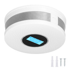 CO Smoke Detector Photoelectric Sound Light LCD Alert