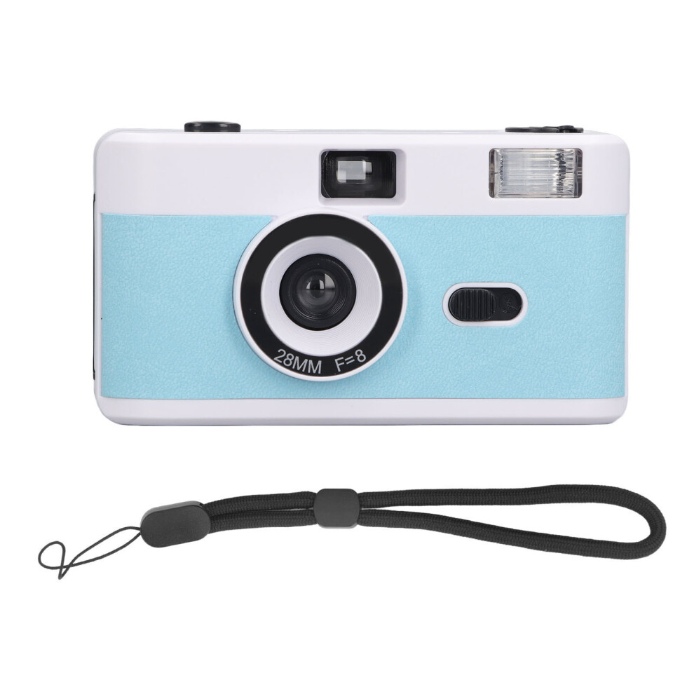 ( And White) 35Mm Film Camera Vintage With 28Mm F/8 Lens 1/120S Shutter Blue/White 643505086416
