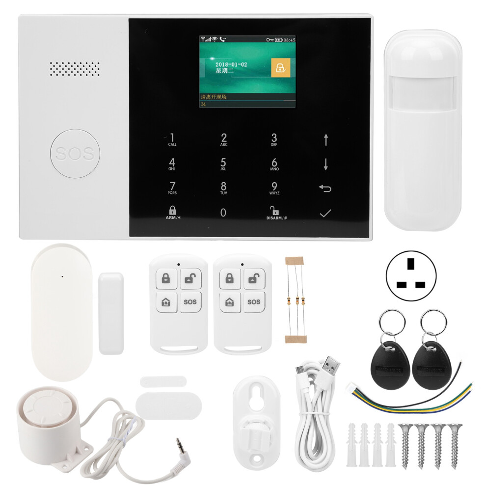 (Uk Plug) Wifi+Gsm+Gprs 2.4In Tft Alarm System Sos Antitheft 604725152329