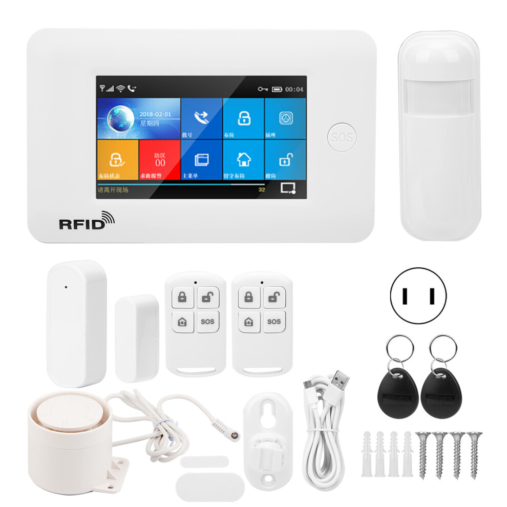 (Us Plug) Wifi+Gsm+Gprs Alarm 4.3In Touch Screen Burglar Antitheft For Tuya 604725152497