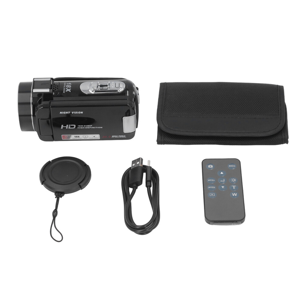 (Black) Digital Camcorder 1080P 30Mp 3.0" 270 Lcd 18X Zoom Anti-Shake Black 643505082685