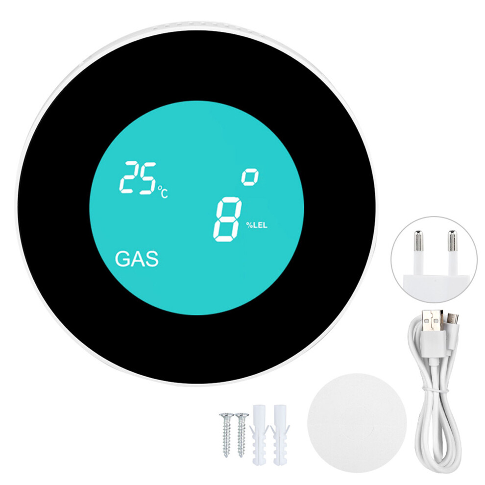 (Eu Plug) Lcd Display Wifi Gas Leak Detector Smart Alarm Sensor For Tuya 604725156143