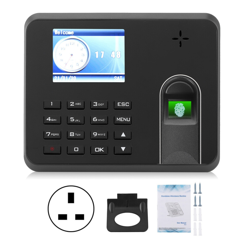 (Uk Plug) 2.8In Tft Fingerprint Password Attendance Machine 110-270V Au Plug 604725152060