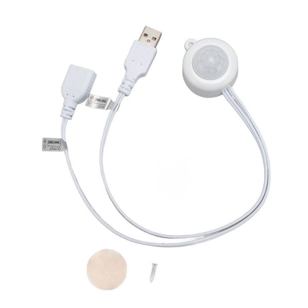 (White) Pir Motion Sensor Usb Plug And Play Dc5v-24V Infrared Controller White 604725118660