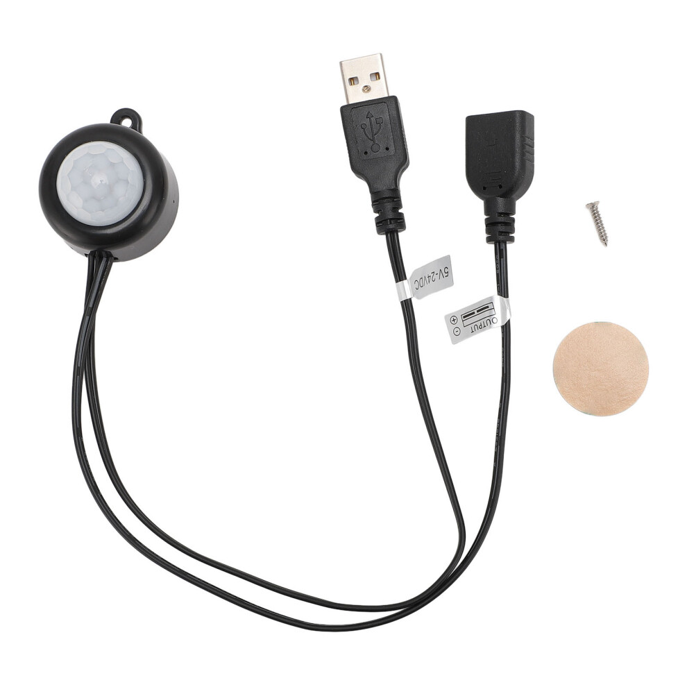 (Black) Pir Motion Sensor Usb Plug And Play Dc5v-24V Infrared Controller White 604725118677