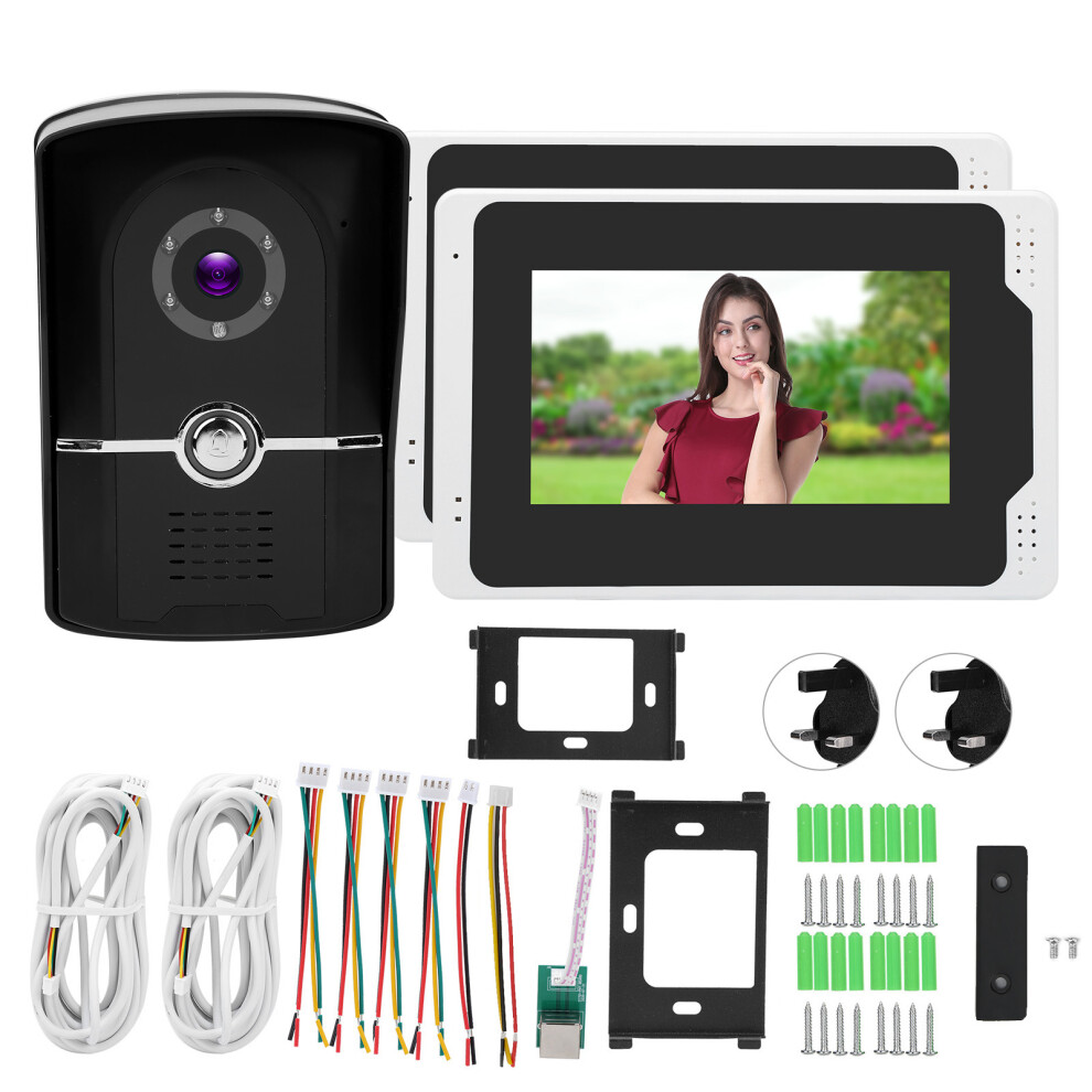 (Uk) 7In 1080P Wifi Video Doorbell 2 Monitors Tft Night Vision Waterproof 604725153807