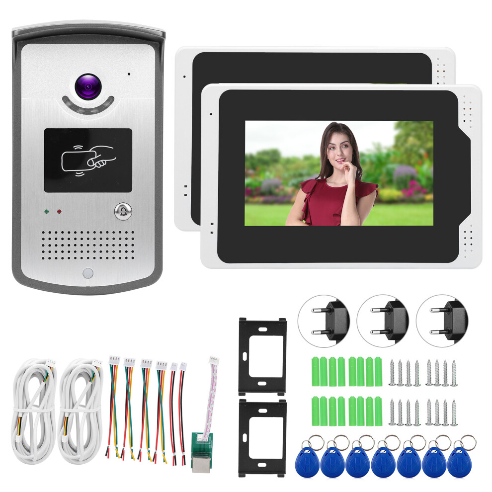 (Eu Plug) 7In 1080P Wifi Video Doorbell 2Monitors Night Vision Rainproof Tuya 604725153838