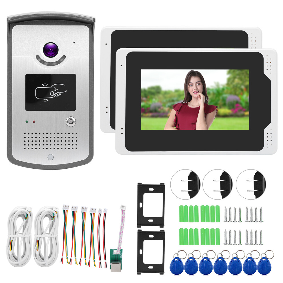 (Us Plug) 7In 1080P Wifi Video Doorbell 2Monitors Night Vision Rainproof Tuya 604725153890