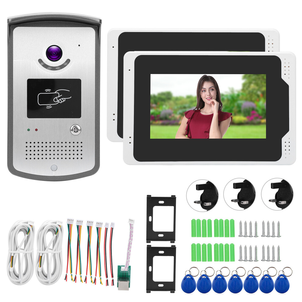 (Uk Plug) 7In 1080P Wifi Video Doorbell 2Monitors Night Vision Rainproof Tuya 604725153845