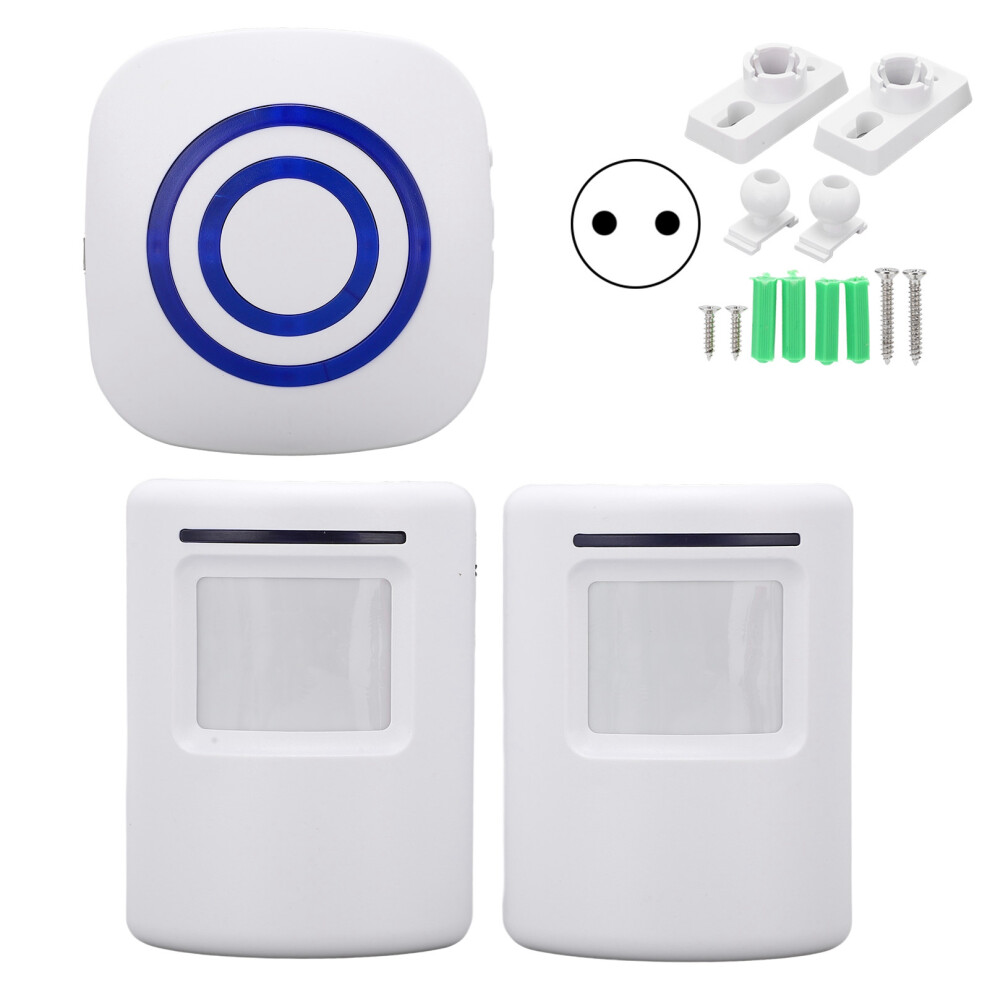 (Eu Plug) Wireless Doorbell Alarm 2 Sensor 1 Receiver 38 Melodies 604725141811