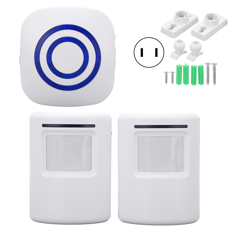 (Us Plug) Wireless Doorbell Alarm 2 Sensor 1 Receiver 38 Melodies 604725141804